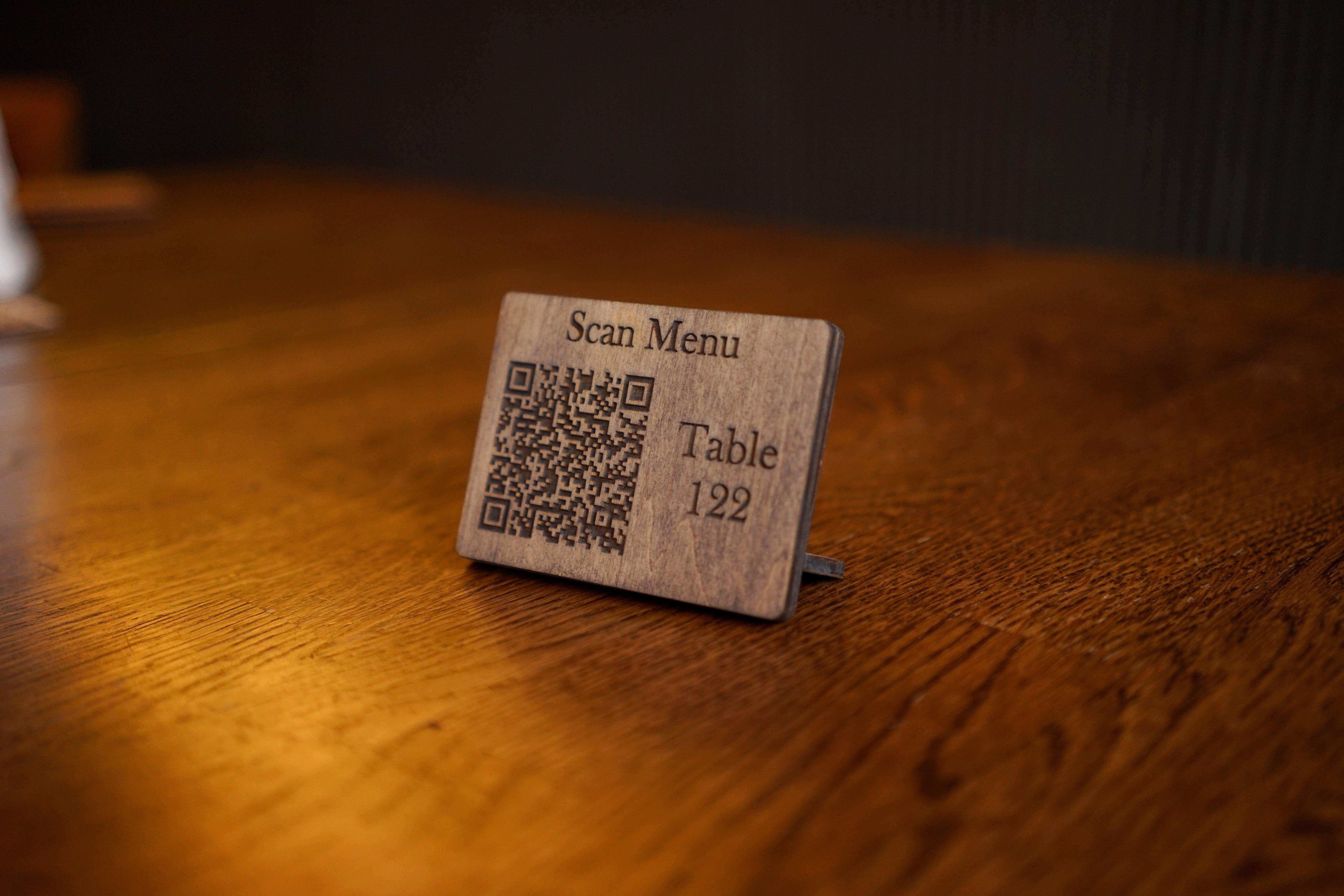 Custom Wooden QR Code Sign with Table Number - Image 1