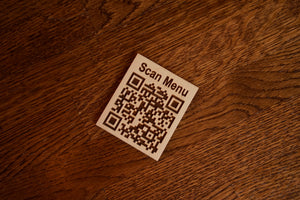 Touchless Wooden QR Code Menu Sign with Custom Text - Image 1