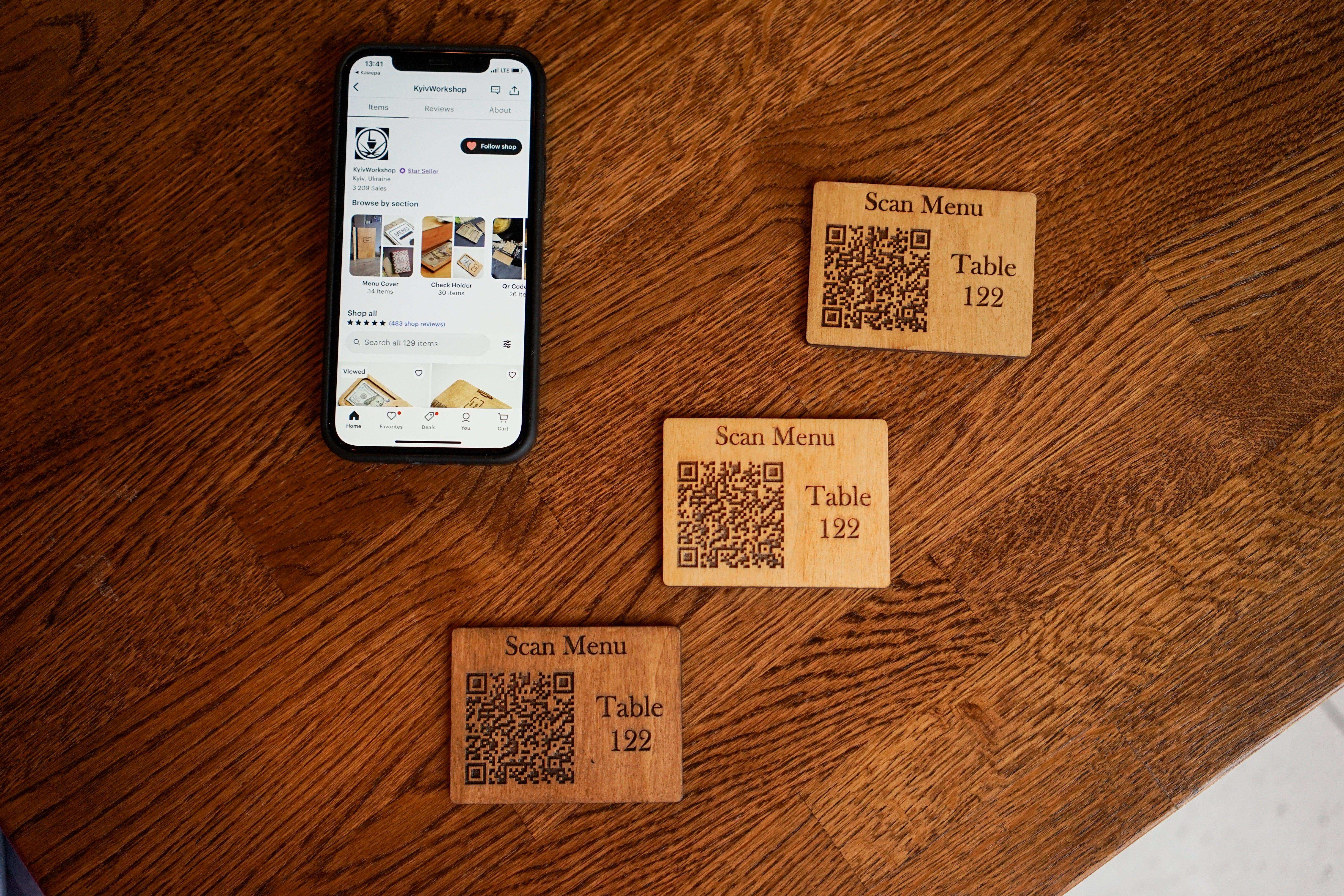 Wooden QR Code Table Sign with Number Customization - Image 6