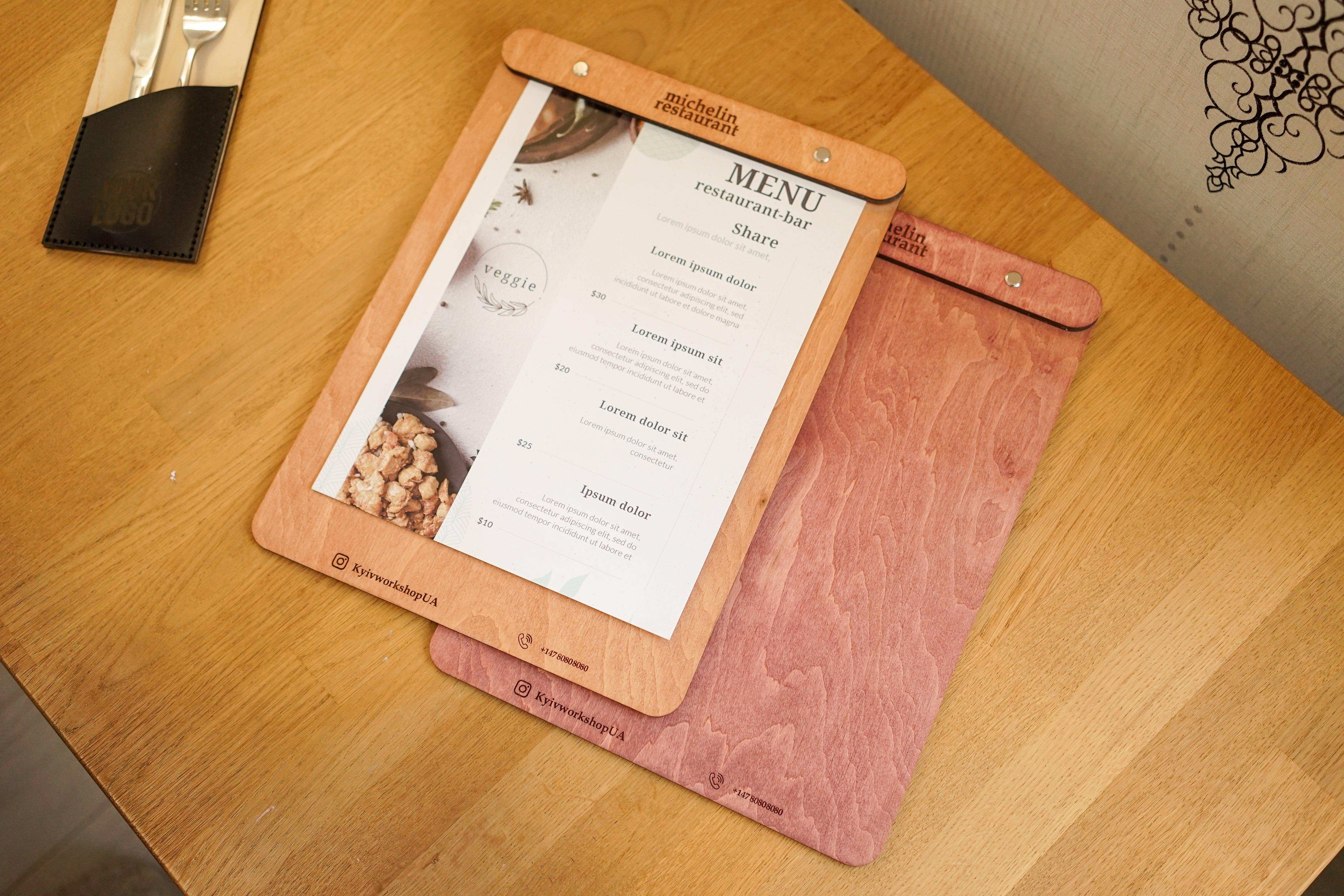 Custom Wooden Menu with Free Engraving, Video - Image 4