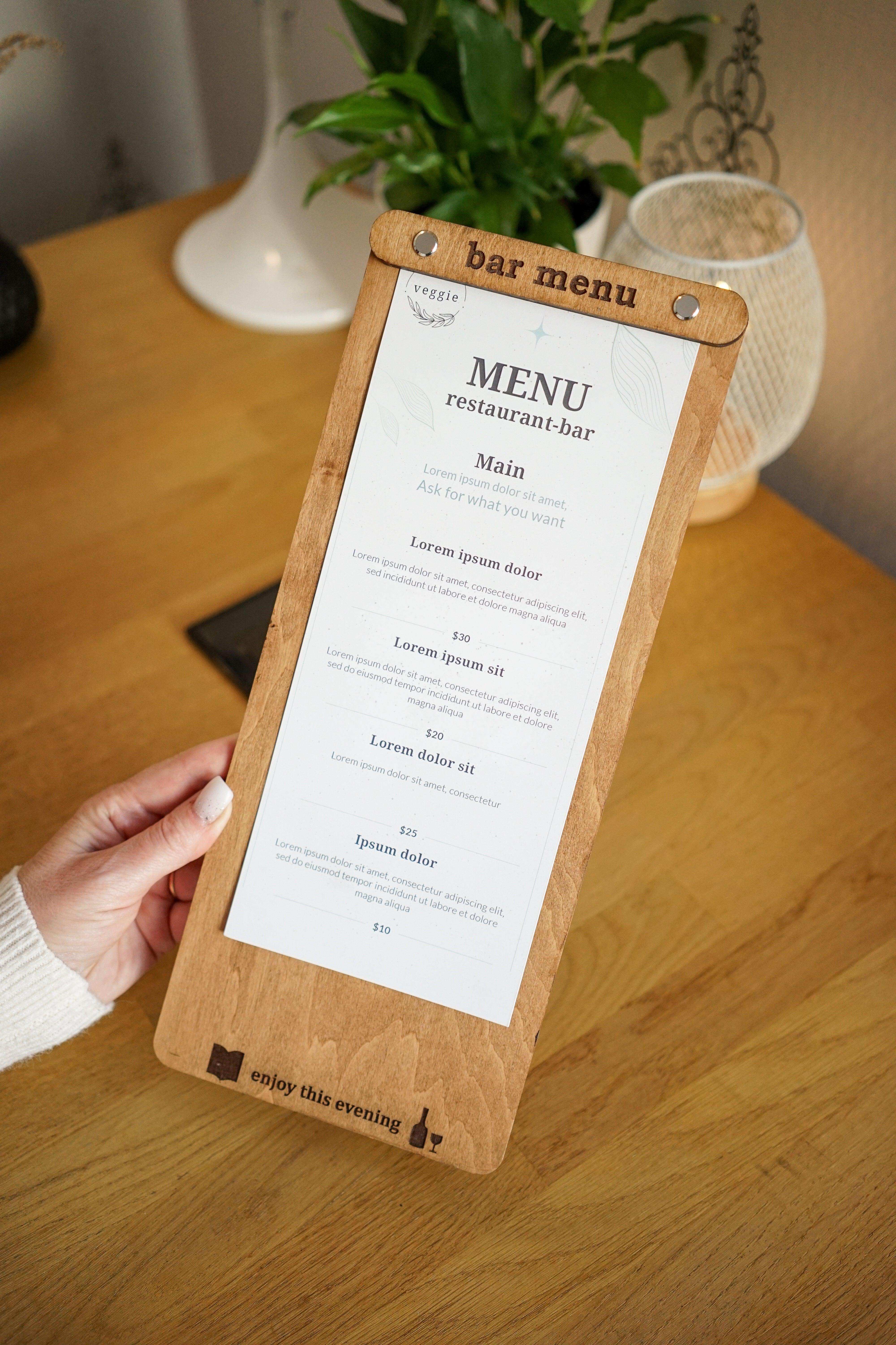 Wooden Bar Menu and Wine List Holder - Image 3