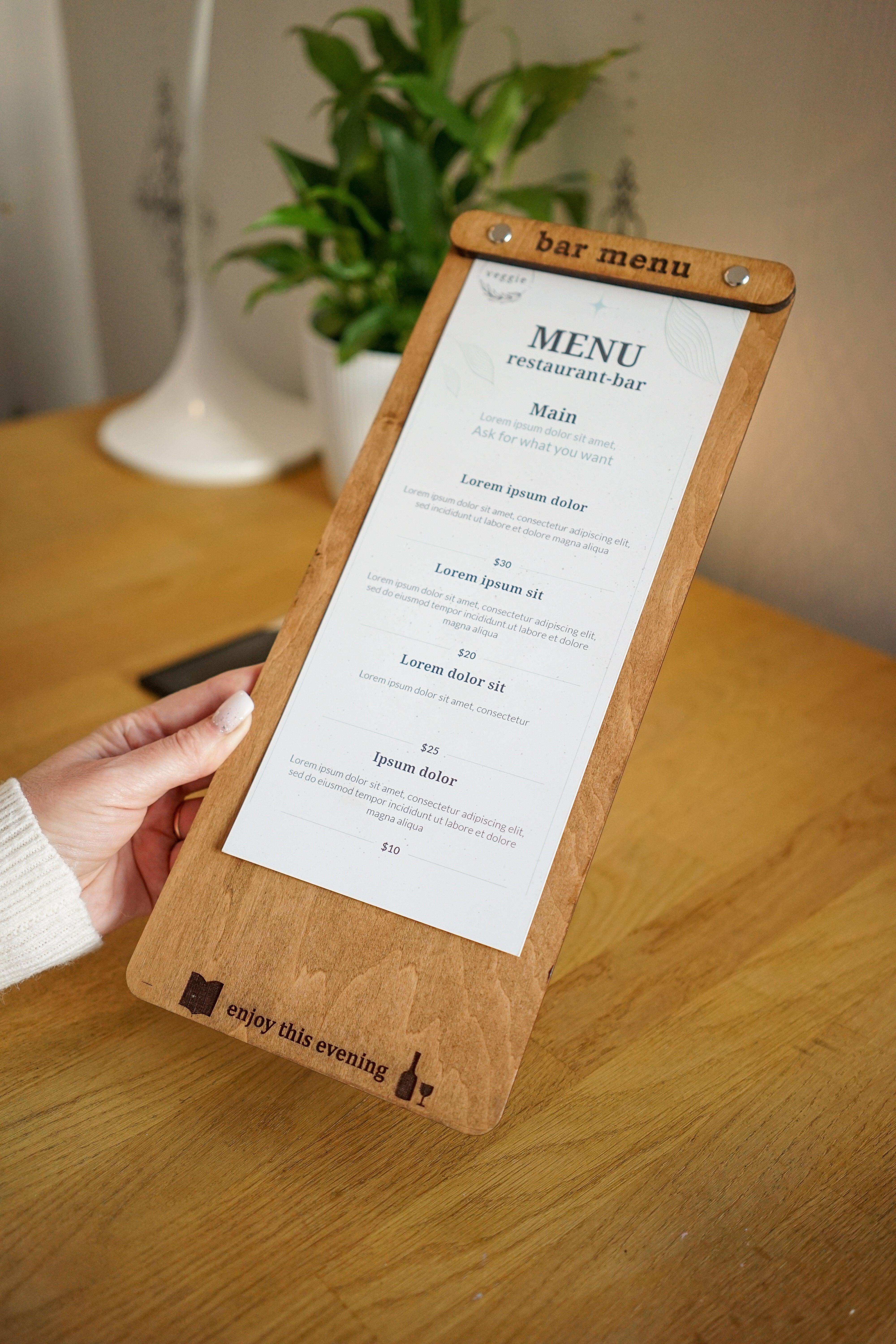 Wooden Bar Menu and Wine List Holder, Video - Image 1