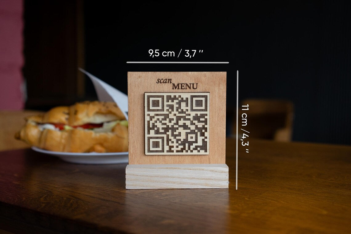 QR code menu, QR code menu sign, Wooden qr cod sign, Video, q-100 - Image 2