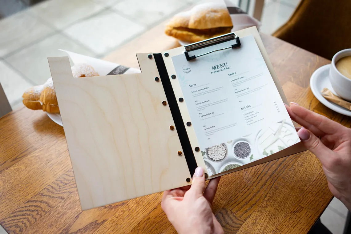 Personalized Wooden Menu Holder, Engraved Wooden Menu Folder with Customizable Options, Covers for Wedding Menu, Video, m-104 - Image 6