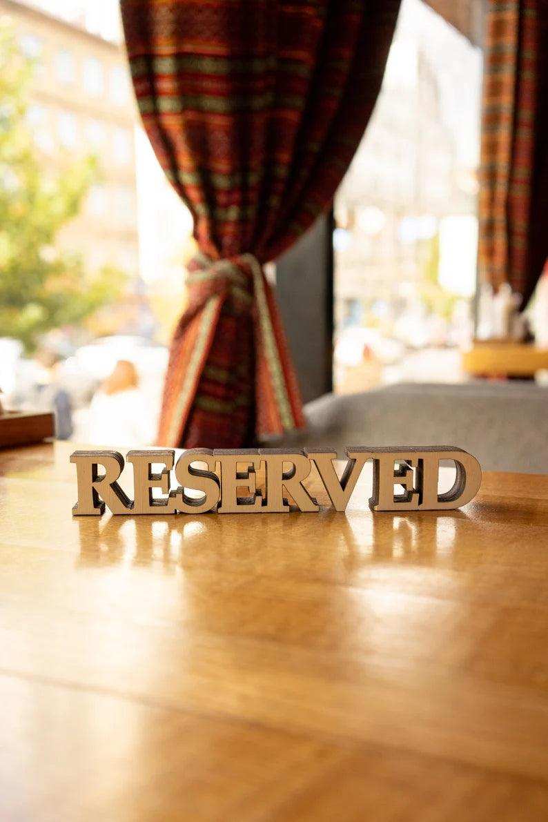 Reserved Table Sign - Custom Wooden Restaurant Decor with Free Engraving, Video - Image 1