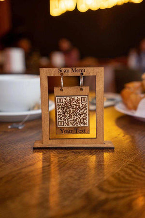 Wooden Hanging QR Code Menu Sign - Image 1