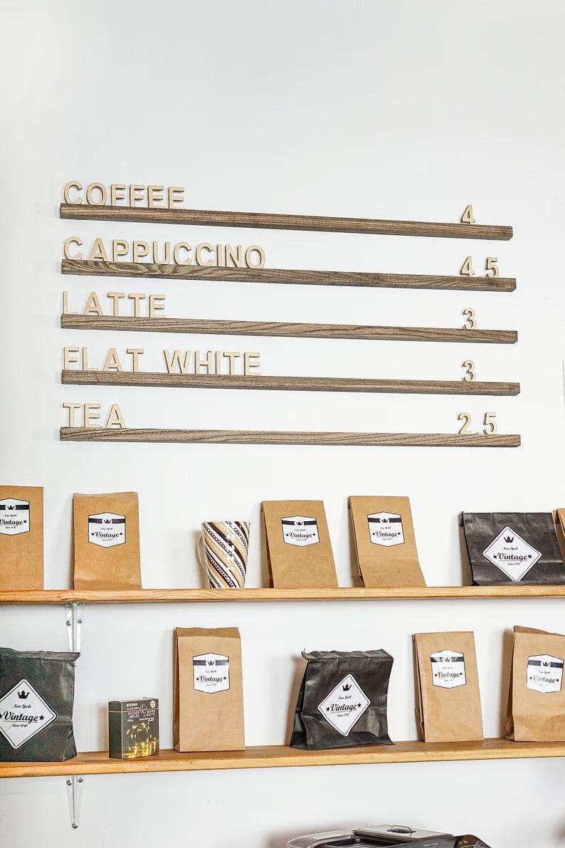 Wooden Coffee Shop Wall Menu Board - Image 7