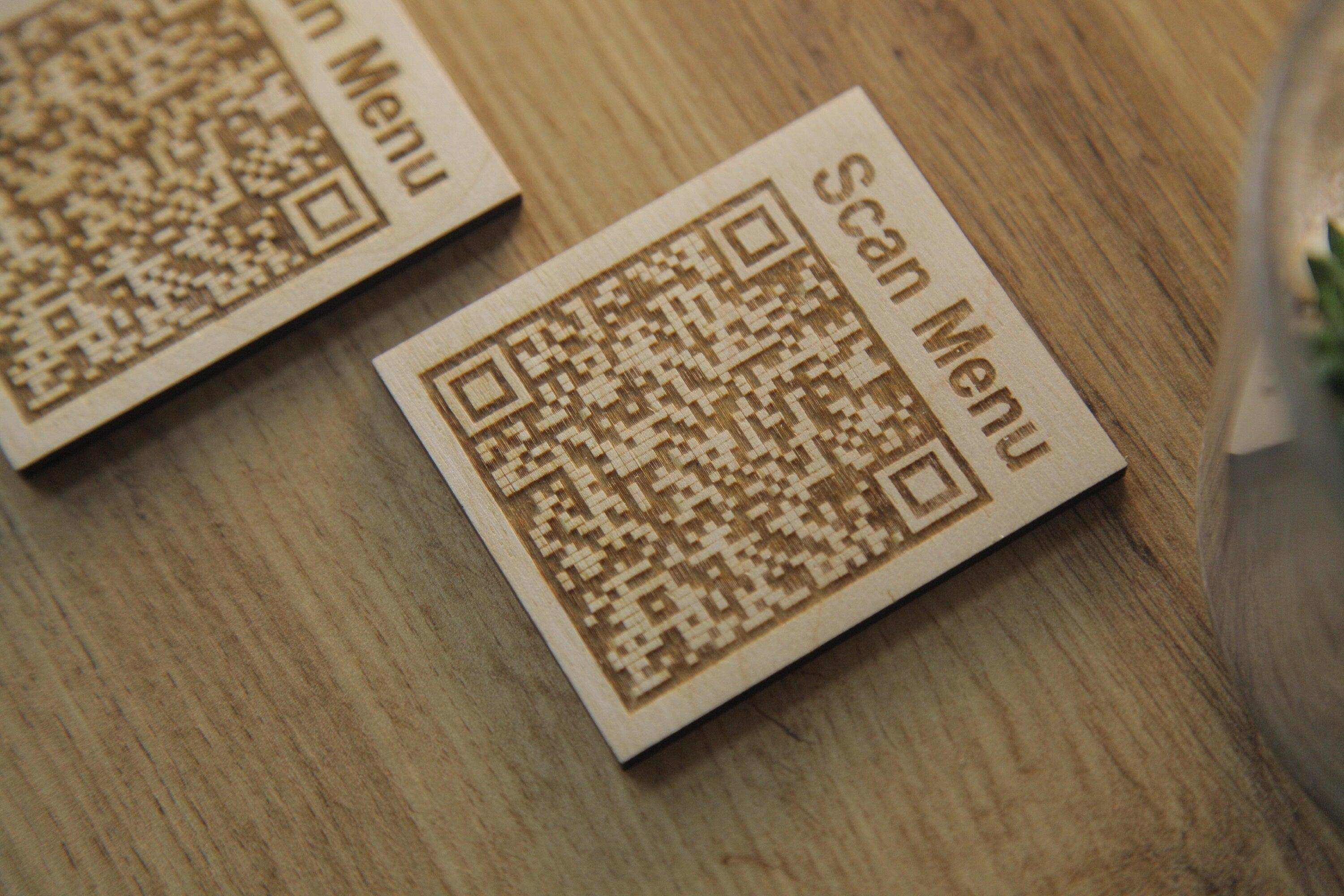 Elegant Wooden QR Code Menu Sign - Image 1