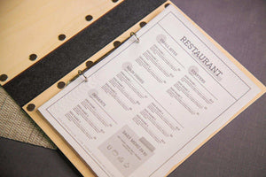 Dark Wood Menu Cover with Gold Trim - Image 4