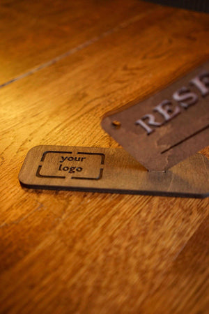 Unique Wooden Axe-Shaped Reserved Table Sign - Image 3