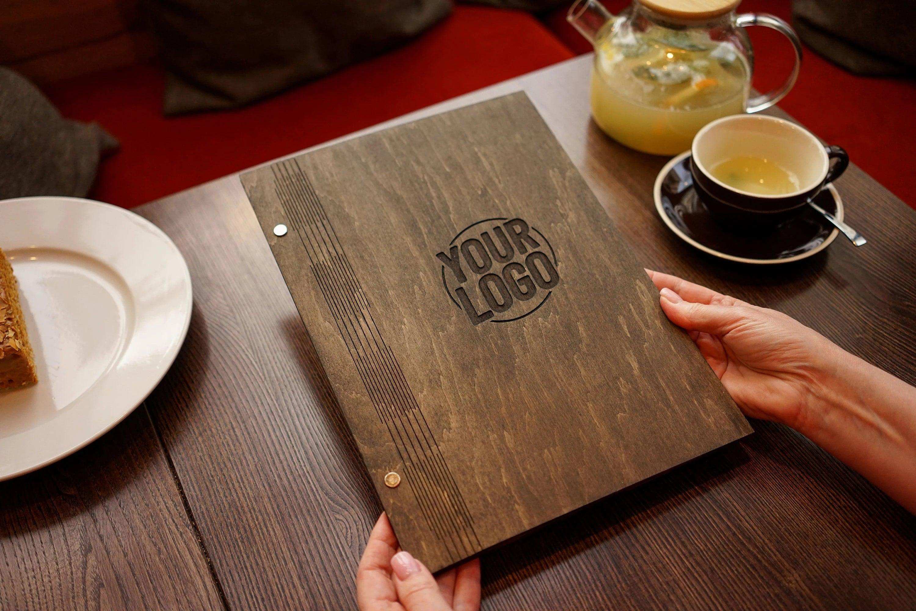 Engraved Wooden Menu Holder with Custom Options for Restaurants - Image 5