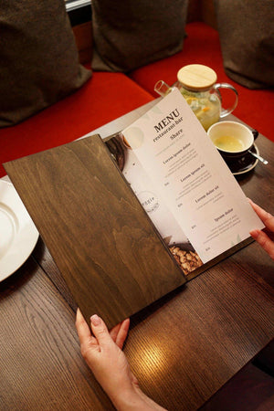 Engraved Wooden Menu Holder with Custom Options for Restaurants, Video - Image 7