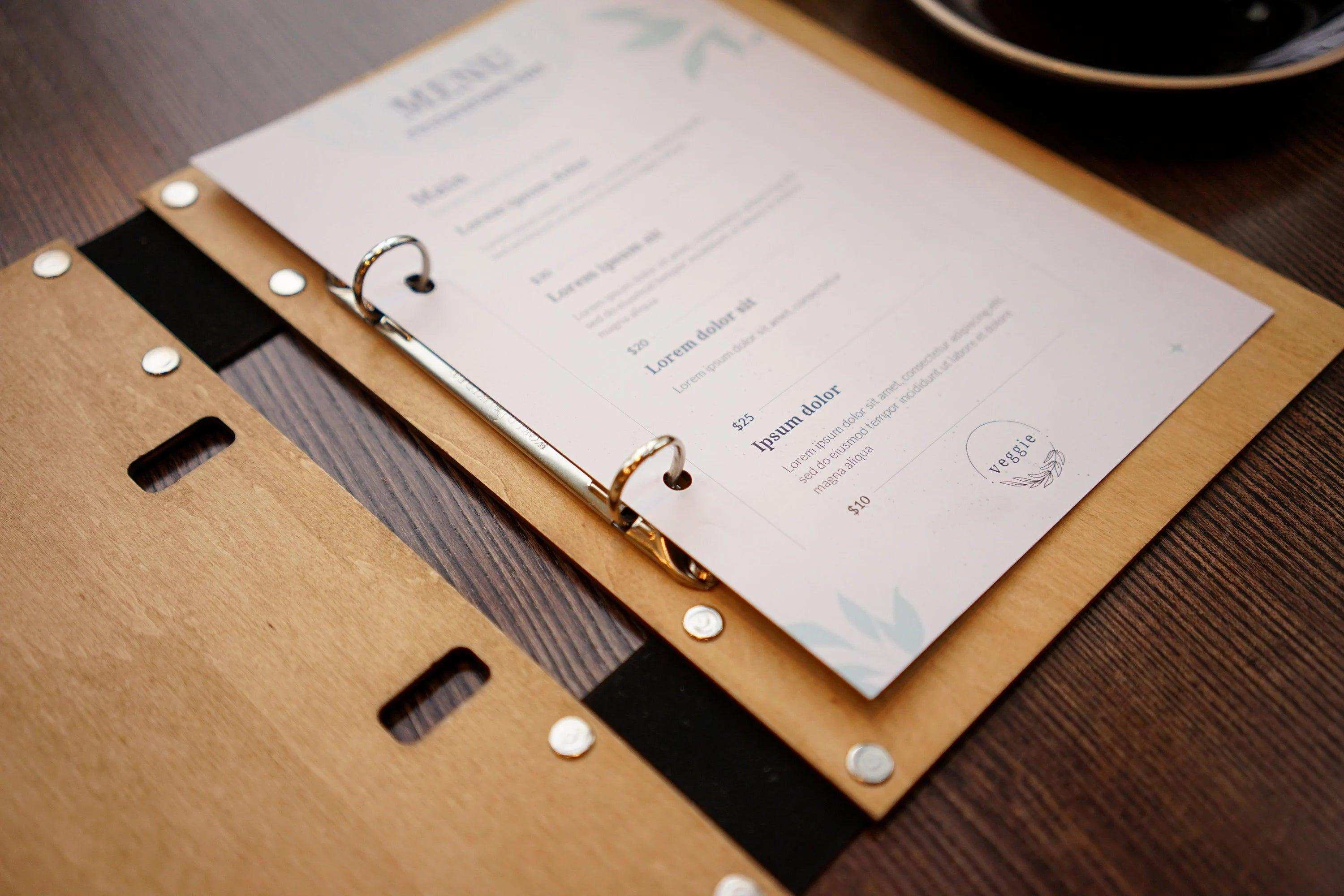 Custom Wooden Presentation Binder Menu for Restaurants - Image 5