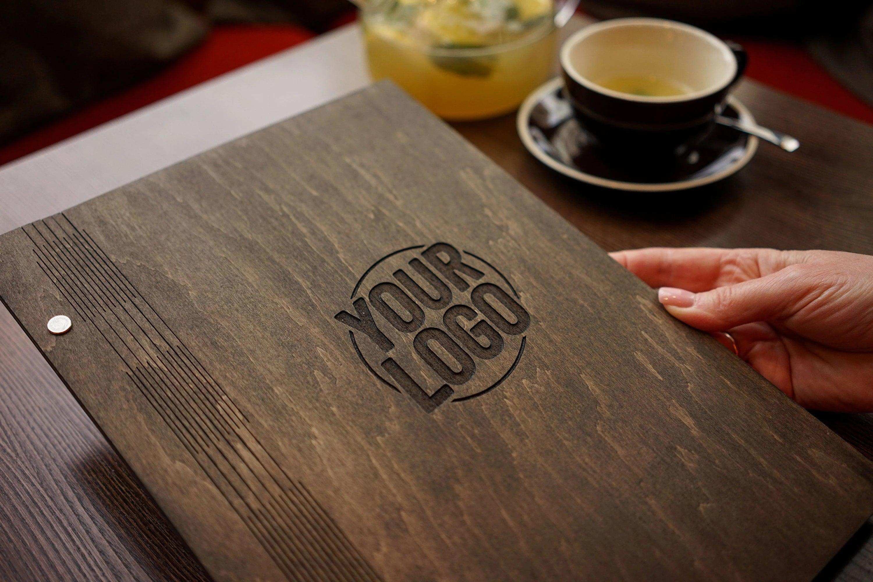 Engraved Wooden Menu Holder with Custom Options for Restaurants - Image 9