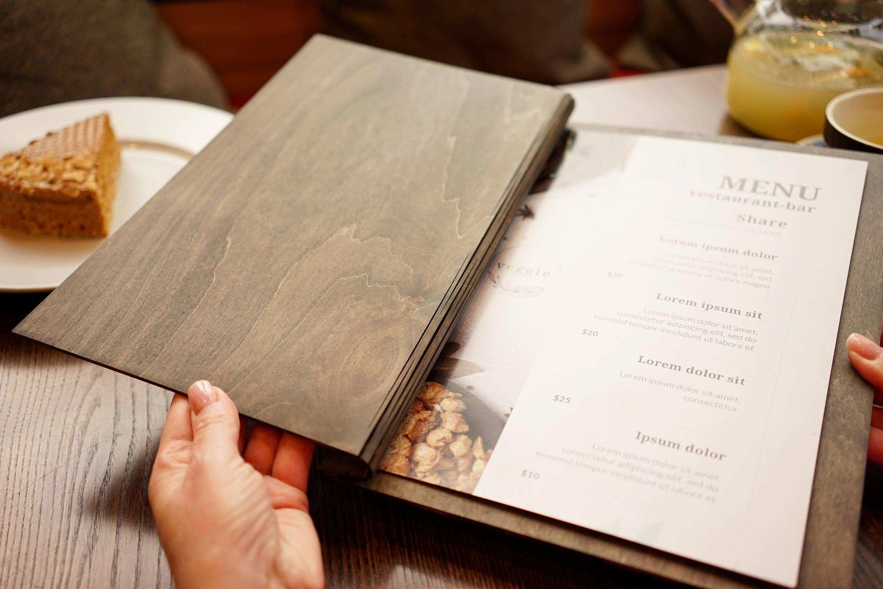 Engraved Wooden Menu Holder with Custom Options for Restaurants - Image 10