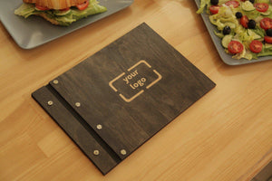 Customizable Wooden Menu Cover with Engraving, Video - Image 1