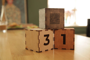 Wooden Number Cube with QR Code - Image 1