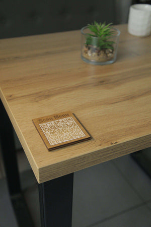 Premium Wooden QR Code Menu Display, Video - Image 1